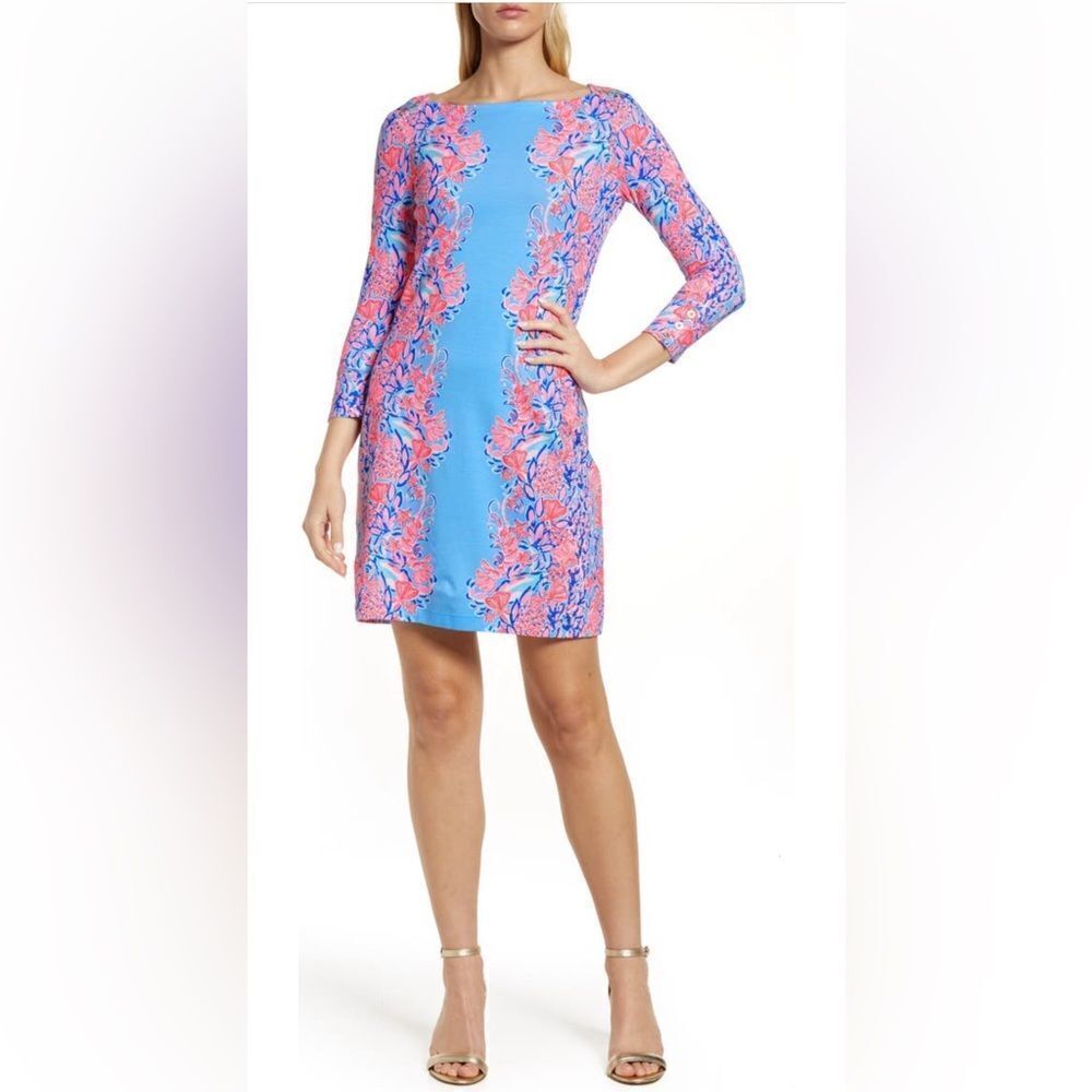 Lily Pulitzer UPF 50+ Sophie Three Quarter Sleeve Shift Dress NWT